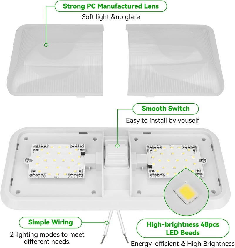 ULITECO RV Light Interior, RV Ceiling Light 12V, 4500K 1100LM RV Led Lights Fixtures,7W Camper Lights with Switch for RV Trailer Camper Boat Car (Natural White, 4PCS) - Image 2